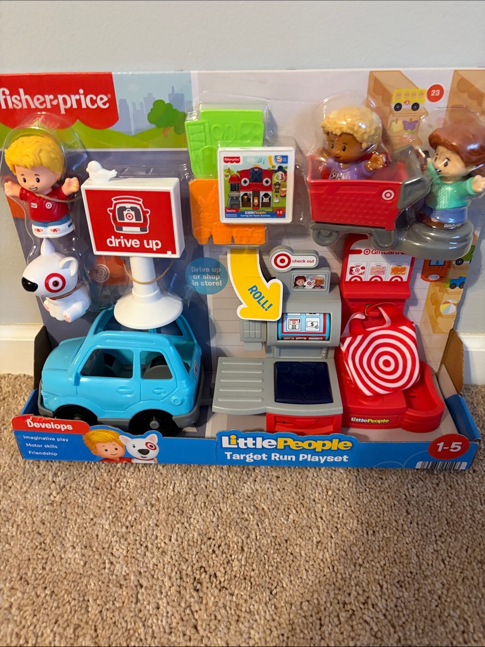 Fisher-Price Little People Target Run Playset - Blue, Red, White. New in box.
